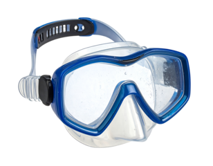 Transparent Snorkeling Mask with Blue Silicone Frame