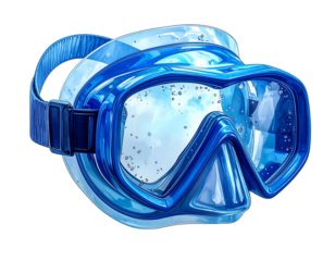 Blue Snorkeling Mask with Transparent Lens and Fogged Frame