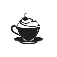 Obraz premium Black and white coffee cup with swirl design