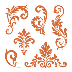 Vintage Floral Ornament Swirl Vector Set, ai generated