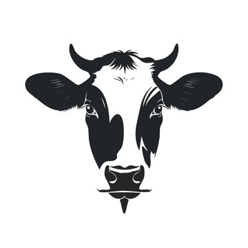 Black and white cow face illustration