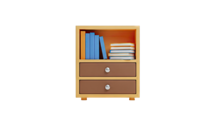 Small Wooden Cabinet with Books