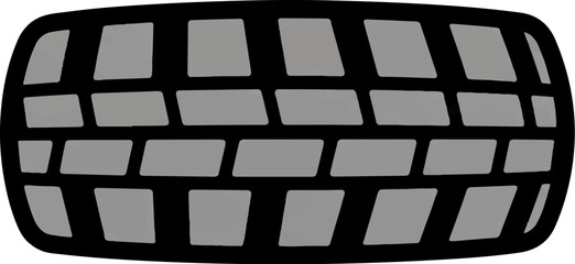 A simple graphic of a tire's tread pattern, rendered in black and gray