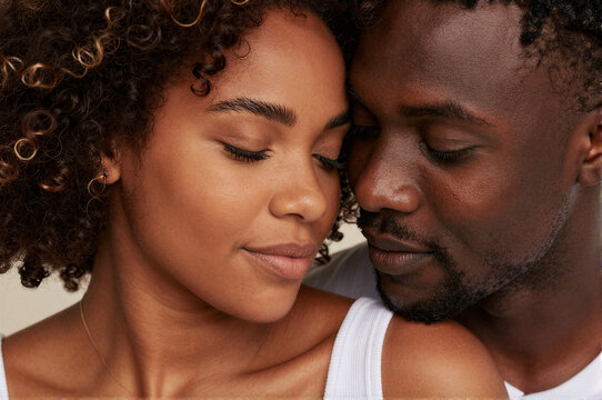 Close-up Afro American Couple People of Color Celebrating Valentines Day