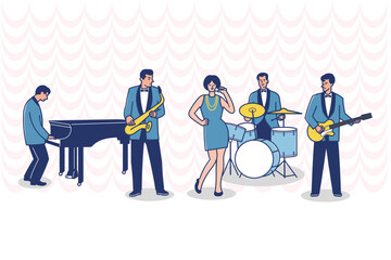 1960's band. Performing on stage.