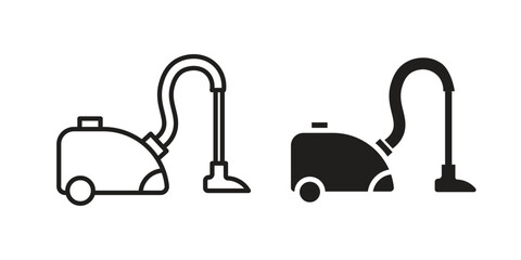 Vacuum cleaner icons Black vector illustration for social media, app, and web