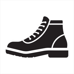 Black and White Hiking Boot Icon