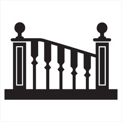 Balustrade Railing Icon Vector Black and White