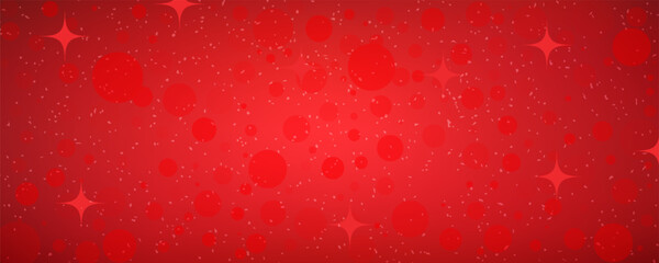 Red christmas glitter background with stars. Festive glowing blurred texture.
