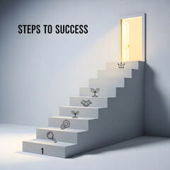 Steps toward success concept symbolizing progress motivation and goal oriented journey