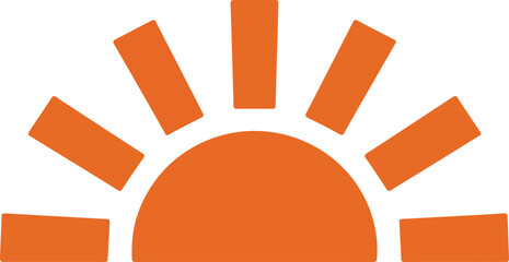 A simple orange sun icon shows a rising or setting sun with radiating rays