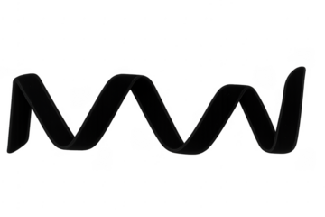 Black velvet ribbon spiraling isolated on transparent background