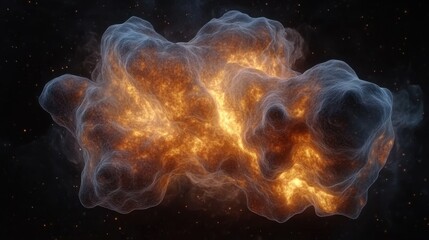 An abstract representation of a mutating pathogen showcasing internal fiery orange light and complex organic textures against a dark cosmic background