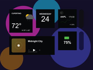 Minimalist Desktop Widget Kit with Real-Time Data Visualization and Abstract Background