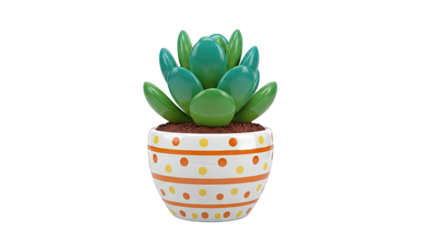 Cartoonish Succulent Plant in a Polka Dot Pot