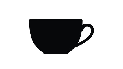 A simple black silhouette of a teacup viewed from a side angle