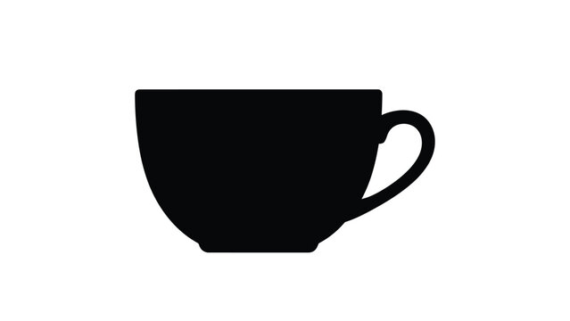 A simple black silhouette of a teacup viewed from a side angle