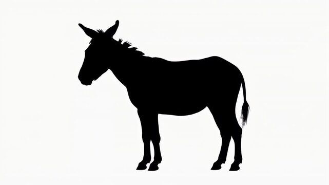 Silhouette of Donkeys Standing Calmly Isolated on White Background Animation