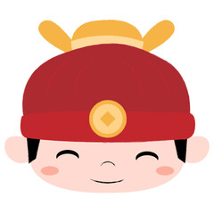 Cute Smiling Chinese Boy Face (Ah-Tee) Hand-drawn style