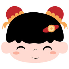 Cute Smiling Chinese Girl Hand-drawn style
