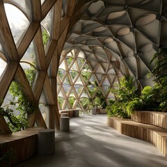 organic architecture background sustainable materials natural light greenery