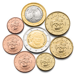 One Euro Cent Coin of the European Union from Bulgaria, isolated collection on transparent white background