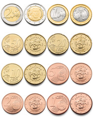 One Euro Cent Coin of the European Union from Bulgaria, isolated on transparent white background