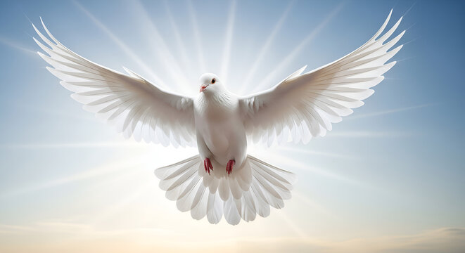 Paloma blanca en vuelo, s&iacute;mbolo de libertad y esperanza, Paloma en movimiento, representando la paz y la serenidad, esp&iacute;ritu santo, Dios esperanza y alegr&iacute;a en el coraz&oacute;n