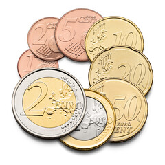 One Euro Cent Coin of the European Union from Bulgaria, isolated on transparent white background