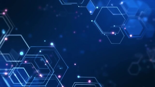 Blue Abstract Network Connections Background with Digital Polygon Lines
