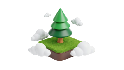 Stylized Tree and Clouds Diorama