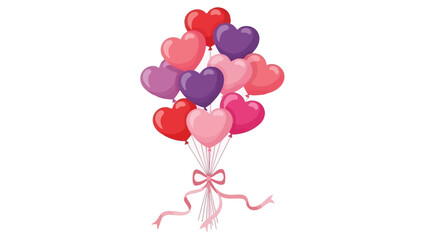 Bunch of heart-shaped balloons tied together with ribbon.