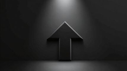 An upward arrow illuminated against a dark background, symbolizing progress. It represents direction and growth