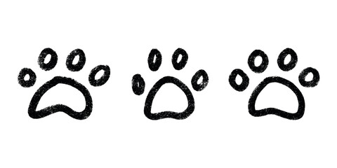 Set of hand drawn cute cat's paw Cat, dog, animal footprint in doodle style Single element for print, web, design, decor, greeting cards, children's prints © Daria Shane