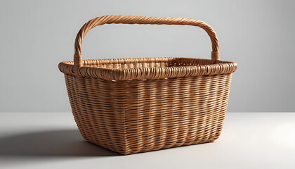 Handcrafted Rectangular Wicker Basket with Twisted Handle