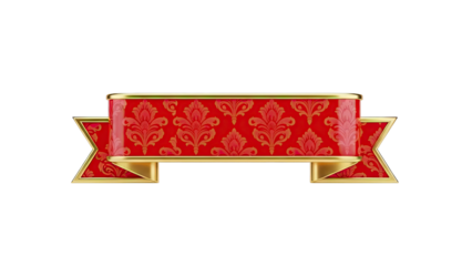 Red and Gold Damask Ribbon Banner