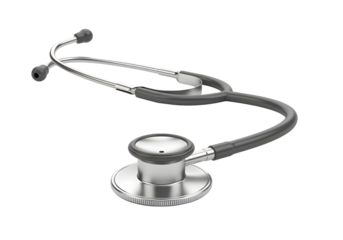Stethoscope: A modern stethoscope lies gracefully, embodying the essence of healthcare, medical diagnosis, and patient care. Its design is clean and elegant.