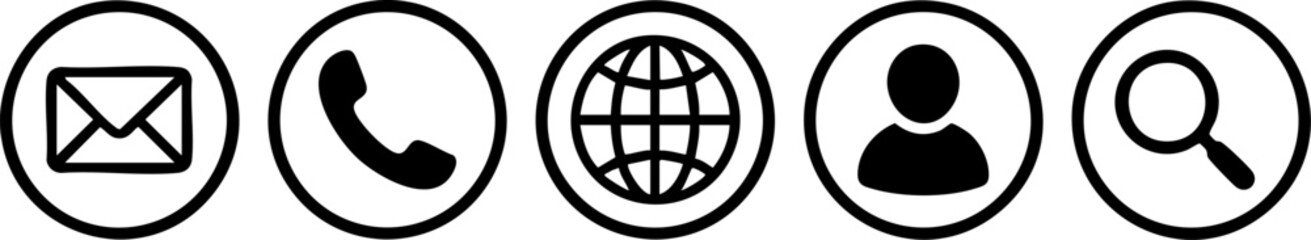 Modern communication icons displayed on a clean white background from a straightforward viewpoint