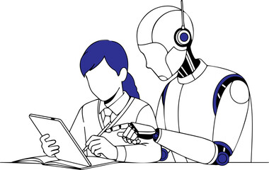 AI Education Service Providing Smart Learning and Personalized Digital Tutoring Illustration