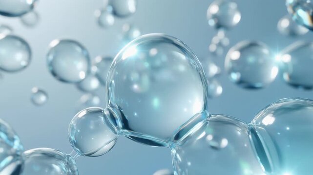 Clear Swirl Water Texture with Air Bubbles &ndash; Clean Skincare Abstract Background
