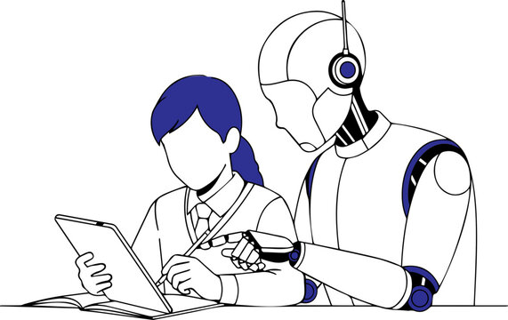 AI Education Service Providing Smart Learning and Personalized Digital Tutoring Illustration - Powered by Adobe