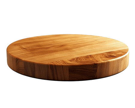 Round wooden cutting board shows natural wood grain texture on transparent background