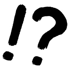 手描き風の感嘆符と疑問符のセット 筆文字 びっくりとはてな イラスト素材