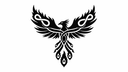 Mythical phoenix with infinity symbol wings represents rebirth and endless possibility