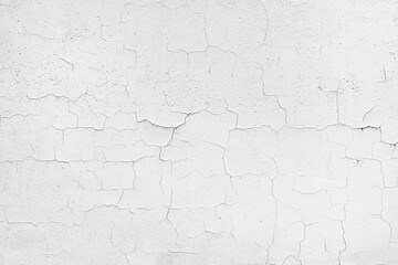 White peeling paint on old wall cracked texture