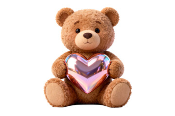 Obraz premium Cute Brown Teddy Bear Holding Heart