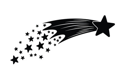 A striking black shooting star with trailing sparkles and a bright tail © Nasima
