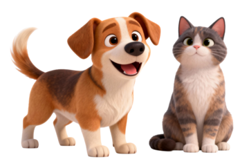 Cute Animated Dog and Cat Characters