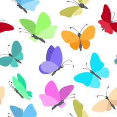 Spring butterflies seamless pattern