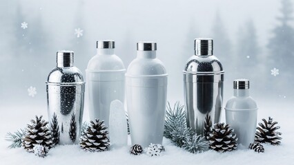 Winter themed cocktail shakers